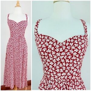 Reformation Red and White Floral Midi Dress